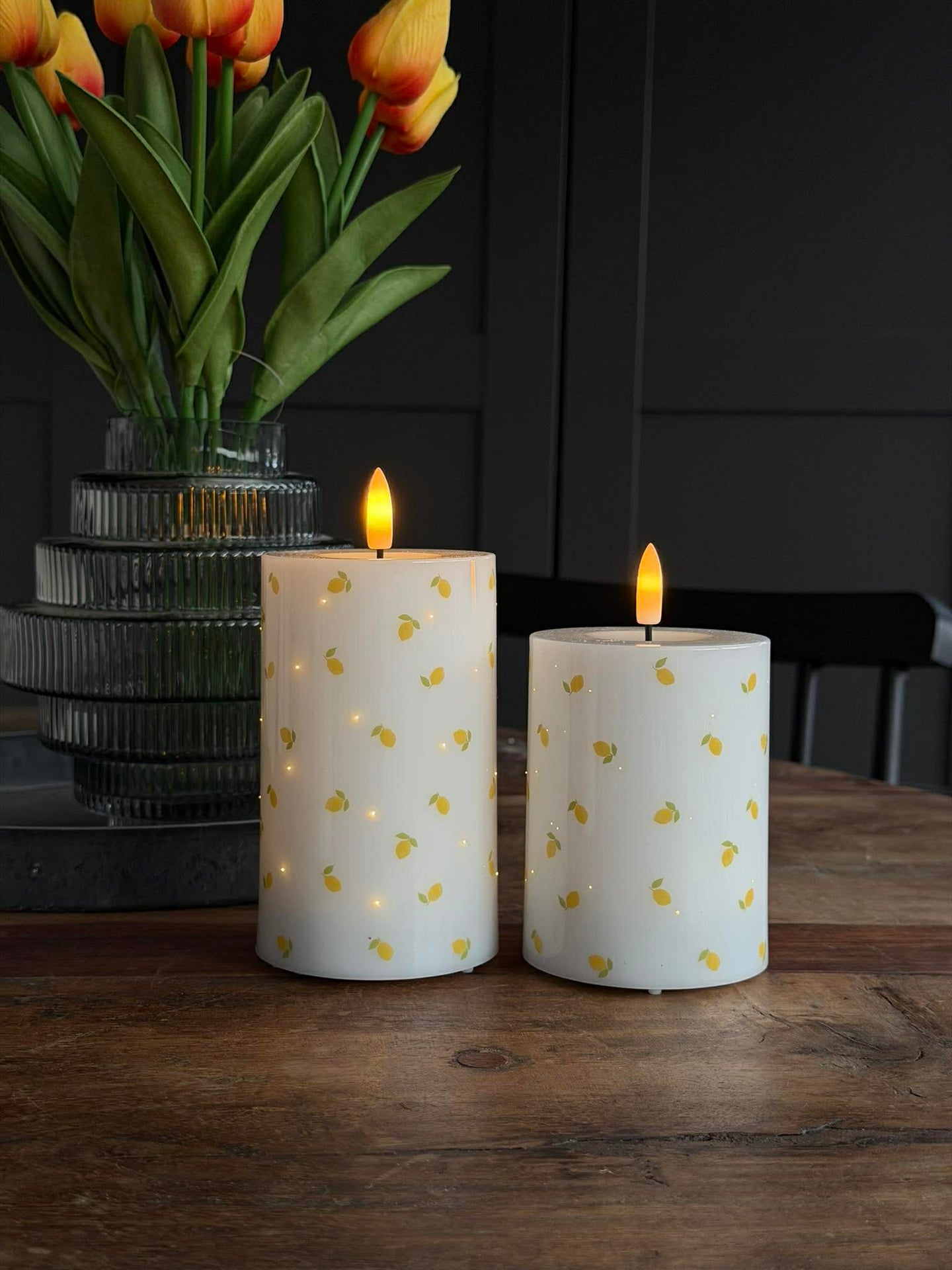 LED Blockljus TWINKLE Citrus - Set med 2 st