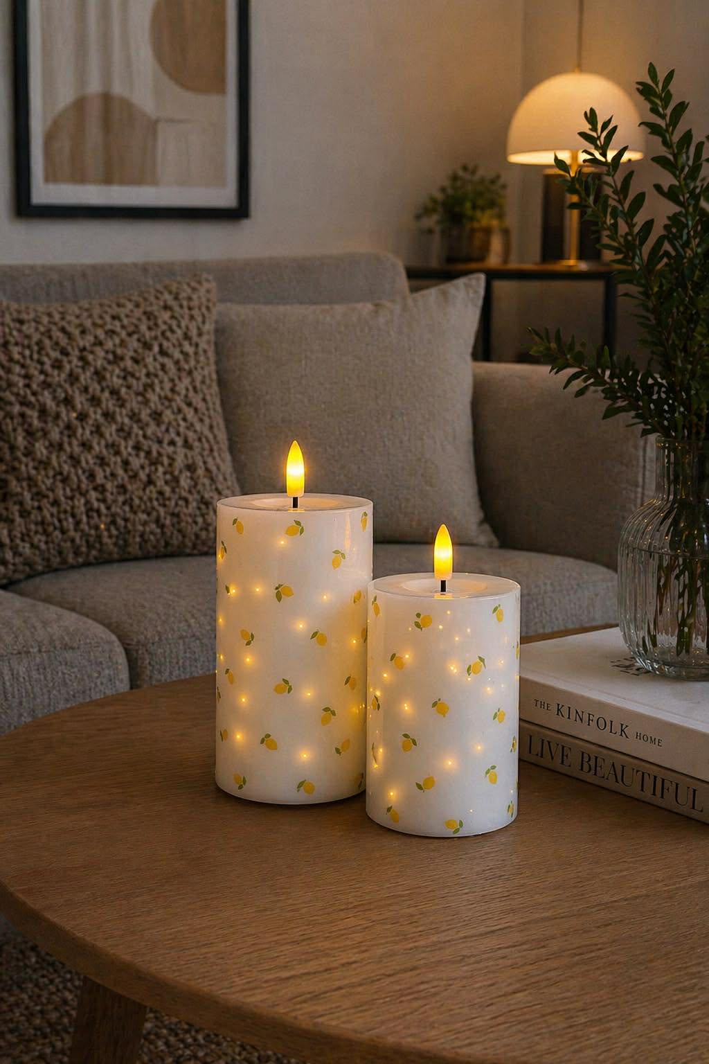 LED Blockljus TWINKLE Citrus - Set med 2 st