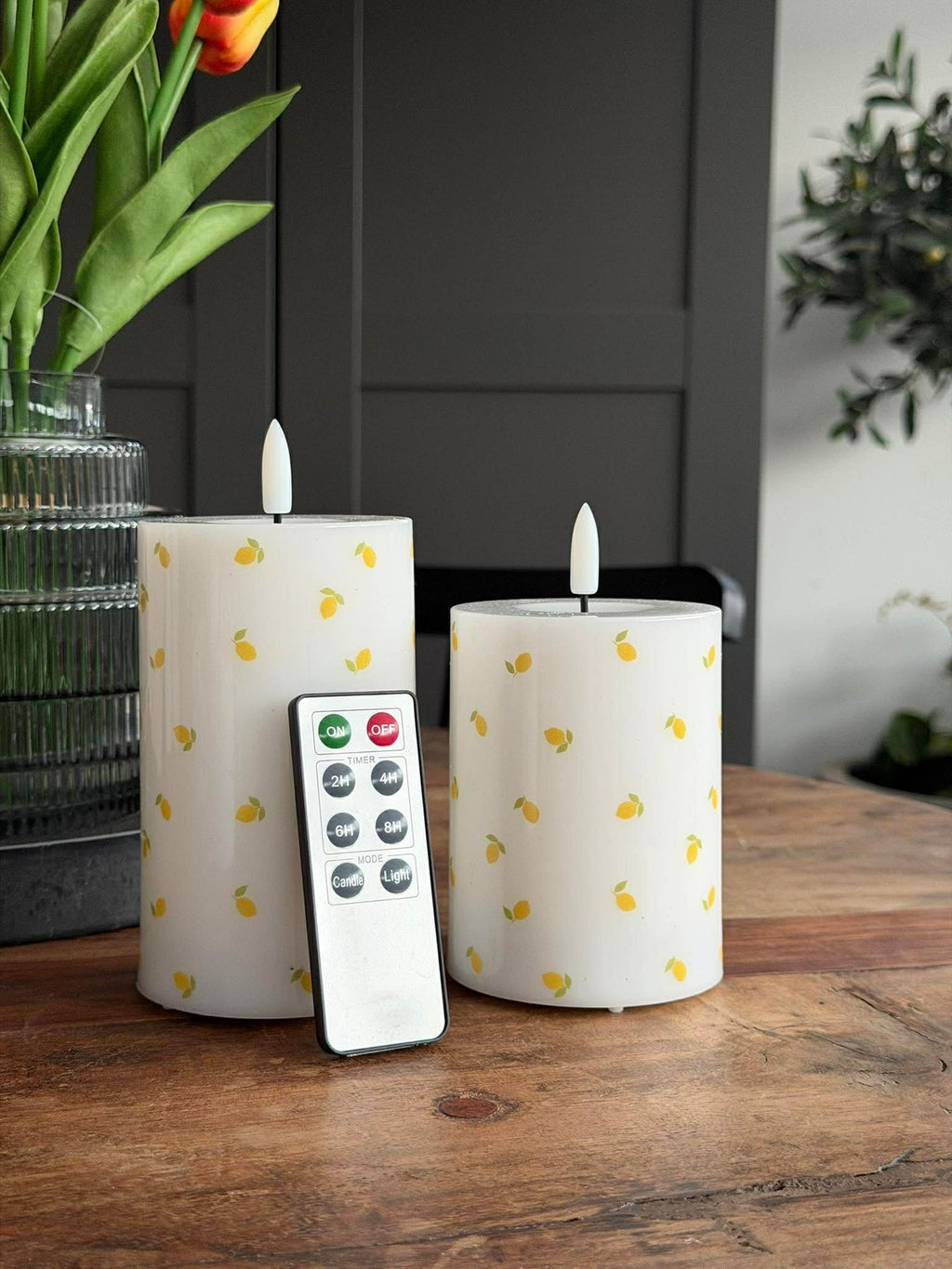 LED Blockljus TWINKLE Citrus - Set med 2 st
